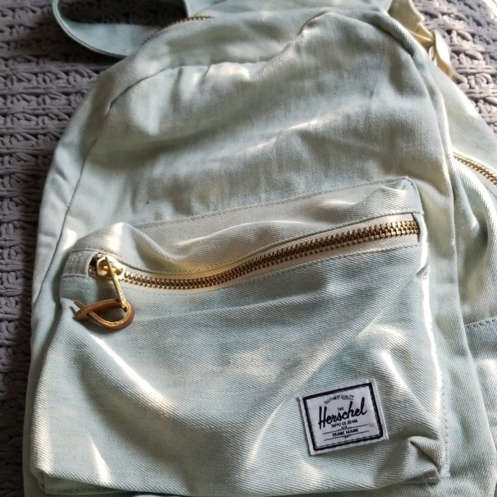 Blue denim mini backpack